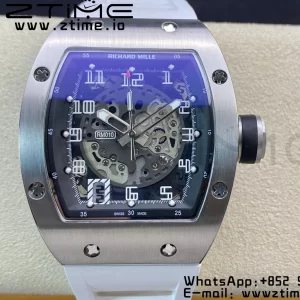 RICHARD MILLERM RM010 SS RMF Best Edition Quadrante nero su cinturino in gomma bianca - Orologio super clone - Versione migliore 1:1