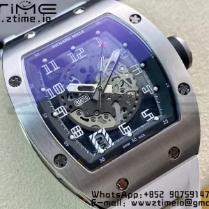 RICHARD MILLERM RM010 SS RMF Best Edition Μαύρο καντράν με λευκό λουράκι από καουτσούκ - Super Clone Watch | 1:1 Best Version