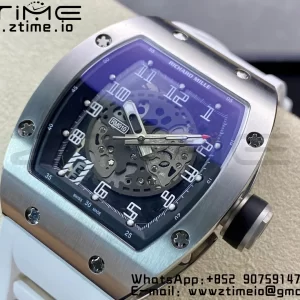 RICHARD MILLERM RM010 SS RMF Best Edition Μαύρο καντράν με λευκό λουράκι από καουτσούκ - Super Clone Watch | 1:1 Best Version