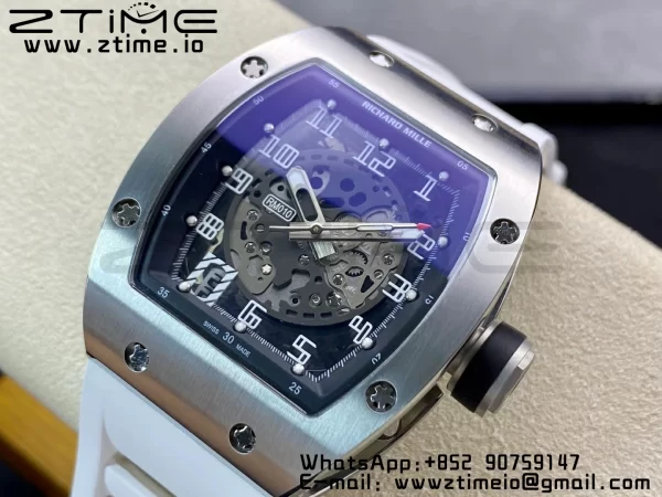 RICHARD MILLERM RM010 SS RMF Best Edition Μαύρο καντράν με λευκό λουράκι από καουτσούκ - Super Clone Watch | 1:1 Best Version