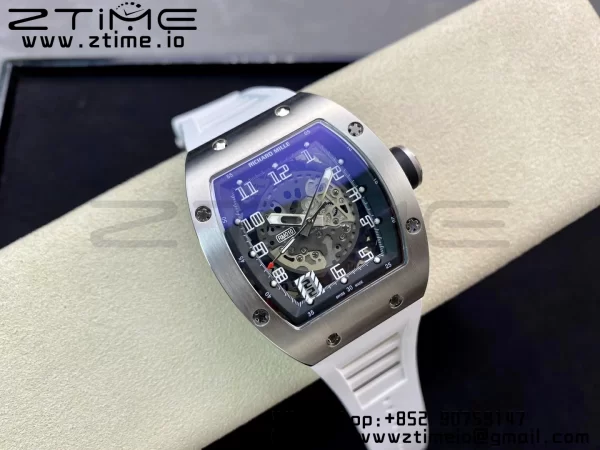 RICHARD MILLERM RM010 SS RMF Best Edition Μαύρο καντράν με λευκό λουράκι από καουτσούκ - Super Clone Watch | 1:1 Best Version