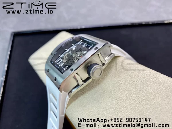 RICHARD MILLERM RM010 SS RMF Best Edition Μαύρο καντράν με λευκό λουράκι από καουτσούκ - Super Clone Watch | 1:1 Best Version