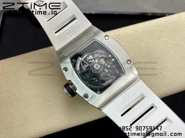 RICHARD MILLERM RM010 SS RMF Best Edition Μαύρο καντράν με λευκό λουράκι από καουτσούκ - Super Clone Watch | 1:1 Best Version