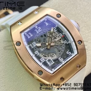 RICHARD MILLERM RM010 RG RMF ベストエディション ブラックダイアル ホワイトラバーストラップ - スーパークローンウォッチ｜1:1ベストバージョン