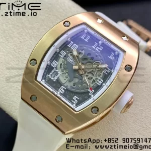 RICHARD MILLERM RM010 RG RMF ベストエディション ブラックダイアル ホワイトラバーストラップ - スーパークローンウォッチ｜1:1ベストバージョン