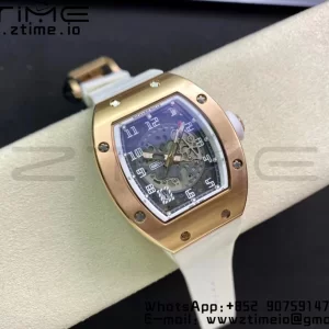 RICHARD MILLERM RM010 RG RMF ベストエディション ブラックダイアル ホワイトラバーストラップ - スーパークローンウォッチ｜1:1ベストバージョン