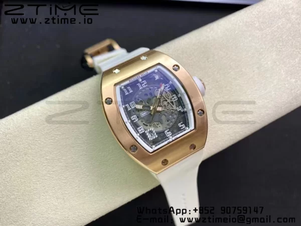 RICHARD MILLERM RM010 RG RMF ベストエディション ブラックダイアル ホワイトラバーストラップ - スーパークローンウォッチ｜1:1ベストバージョン