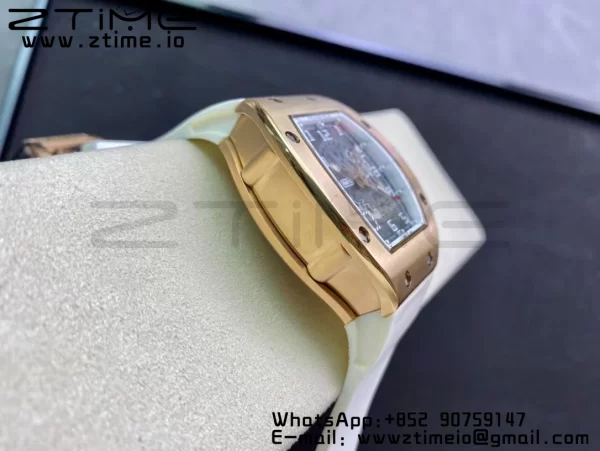 RICHARD MILLERM RM010 RG RMF ベストエディション ブラックダイアル ホワイトラバーストラップ - スーパークローンウォッチ｜1:1ベストバージョン