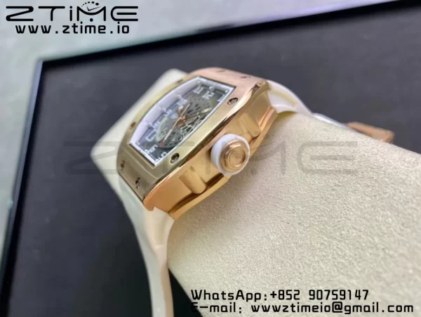 RICHARD MILLERM RM010 RG RMF ベストエディション ブラックダイアル ホワイトラバーストラップ - スーパークローンウォッチ｜1:1ベストバージョン