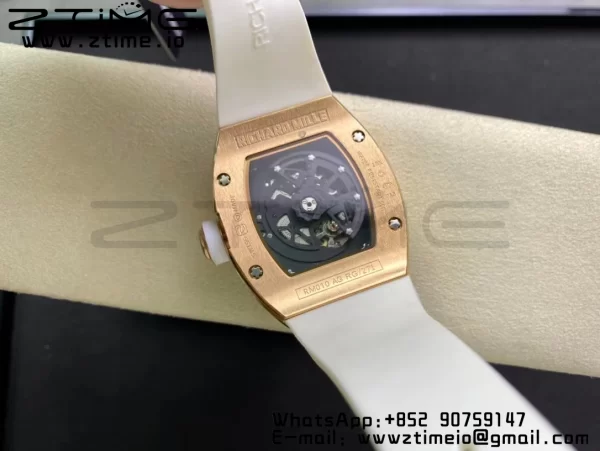 RICHARD MILLERM RM010 RG RMF ベストエディション ブラックダイアル ホワイトラバーストラップ - スーパークローンウォッチ｜1:1ベストバージョン