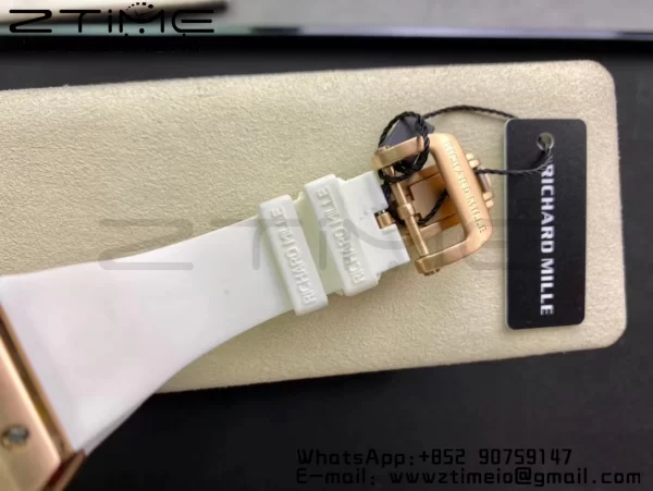 RICHARD MILLERM RM010 RG RMF ベストエディション ブラックダイアル ホワイトラバーストラップ - スーパークローンウォッチ｜1:1ベストバージョン