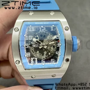 RICHARD MILLERM RM010 SS RMF Best Edition Quadrante nero su cinturino in gomma blu - Orologio super clone - Versione migliore 1:1
