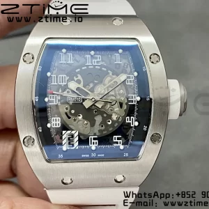 RICHARD MILLERM RM010 SS RMF Best Edition Quadrante nero su cinturino in gomma bianca - Orologio super clone - Versione migliore 1:1