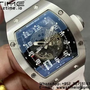 RICHARD MILLERM RM010 SS RMF Best Edition Quadrante nero su cinturino in gomma bianca - Orologio super clone - Versione migliore 1:1