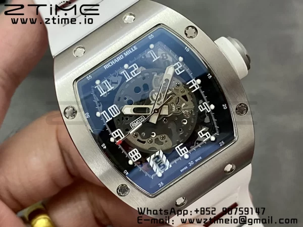 RICHARD MILLERM RM010 SS RMF Best Edition Quadrante nero su cinturino in gomma bianca - Orologio super clone - Versione migliore 1:1