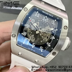 RICHARD MILLERM RM010 SS RMF Best Edition Quadrante nero su cinturino in gomma bianca - Orologio super clone - Versione migliore 1:1