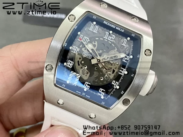 RICHARD MILLERM RM010 SS RMF Best Edition Quadrante nero su cinturino in gomma bianca - Orologio super clone - Versione migliore 1:1