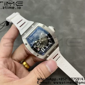 RICHARD MILLERM RM010 SS RMF Best Edition Quadrante nero su cinturino in gomma bianca - Orologio super clone - Versione migliore 1:1