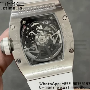 RICHARD MILLERM RM010 SS RMF Best Edition Quadrante nero su cinturino in gomma bianca - Orologio super clone - Versione migliore 1:1