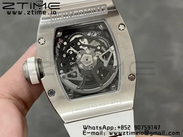 RICHARD MILLERM RM010 SS RMF Best Edition Quadrante nero su cinturino in gomma bianca - Orologio super clone - Versione migliore 1:1