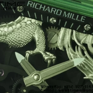 RICHARD MILLERM RM57 グリーン・トランスペアレント・トゥールビヨン RMF ベスト・エディション シルバー・ドラゴン・イーグル・ダイアル ホワイト・ラバー・ストラップ - スーパークローン・ウォッチ｜1:1 ベスト・バージョン