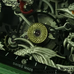 RICHARD MILLERM RM57 グリーン・トランスペアレント・トゥールビヨン RMF ベスト・エディション シルバー・ドラゴン・イーグル・ダイアル ホワイト・ラバー・ストラップ - スーパークローン・ウォッチ｜1:1 ベスト・バージョン