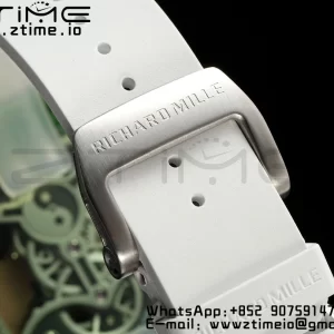 RICHARD MILLERM RM57 Green Transparent Tourbillon RMF Best Edition Gold Dragon Eagle Dial on White Rubber Strap - スーパークローンウォッチ｜1:1ベストバージョン