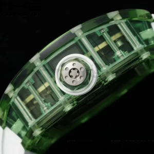 RICHARD MILLERM RM57 Green Transparent Tourbillon RMF Best Edition Gold Dragon Eagle Dial on White Rubber Strap - スーパークローンウォッチ｜1:1ベストバージョン