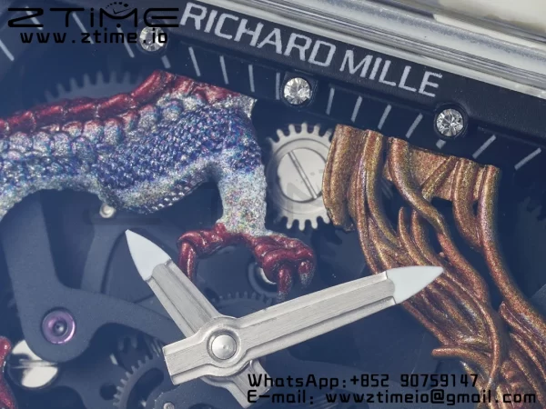 RICHARD MILLERM RM57 Transparent Tourbillon RMF Best Edition Red Dragon Eagle Dial on Transparent Rubber Strap - Super Clone Watch | 1:1 Best Version