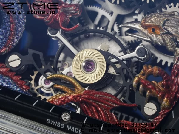 RICHARD MILLERM RM57 Transparent Tourbillon RMF Best Edition Red Dragon Eagle Dial on Transparent Rubber Strap - Super Clone Watch | 1:1 Best Version