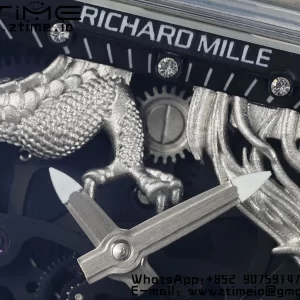 RICHARD MILLERM RM57 Transparent Tourbillon RMF Best Edition Silver Dragon Eagle Dial on Transparent Rubber Strap - Super Clone Watch | 1:1 Best Version