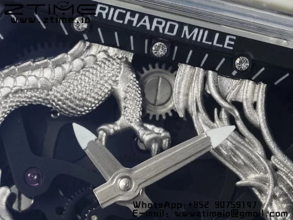 RICHARD MILLERM RM57 Transparent Tourbillon RMF Best Edition Silver Dragon Eagle Dial on Transparent Rubber Strap - Super Clone Watch | 1:1 Best Version