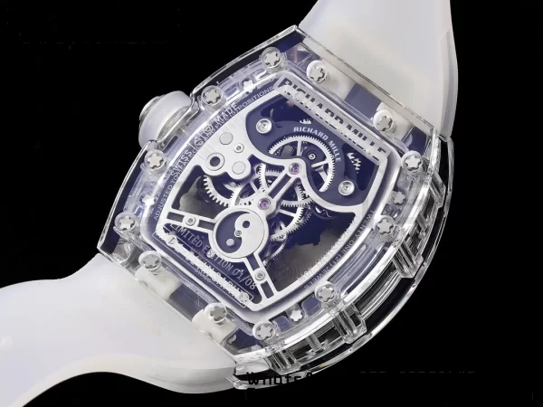RICHARD MILLERM RM57 Transparent Tourbillon RMF Best Edition Silver Dragon Eagle Dial on Transparent Rubber Strap - Super Clone Watch | 1:1 Best Version