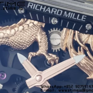 RICHARD MILLERM RM57 Transparent Tourbillon RMF Best Edition Gold Dragon Eagle Dial on Transparent Rubber Strap - Super Clone Watch | 1:1 Best Version