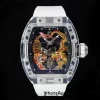 RICHARD MILLERM RM51 Transparent Tourbillon RMF Best Edition タイガー/ドラゴン文字盤 ホワイトラバーストラップ - スーパークローンウォッチ｜1:1ベストバージョン
