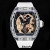 RICHARD MILLERM RM51 Transparent Tourbillon RMF Best Edition RG Tiger/Dragon Dial på hvid gummirem - Super Clone Watch | 1:1 Best Version