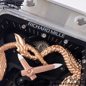 RICHARD MILLERM RM51 Transparent Tourbillon RMF ベストエディション RG タイガー/ドラゴンダイアル ホワイトラバーストラップ - スーパークローンウォッチ｜1:1 ベストバージョン