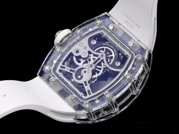 RICHARD MILLERM RM51 Transparent Tourbillon RMF ベストエディション RG タイガー/ドラゴンダイアル ホワイトラバーストラップ - スーパークローンウォッチ｜1:1 ベストバージョン