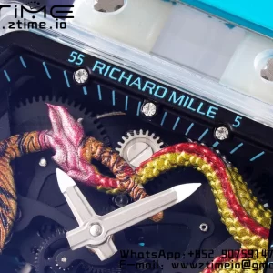 RICHARD MILLERM RM51 Transparent Tourbillon RMF Best Edition Tiger/Dragon Dial με μπλε λουράκι από καουτσούκ - Super Clone Watch | 1:1 Best Version