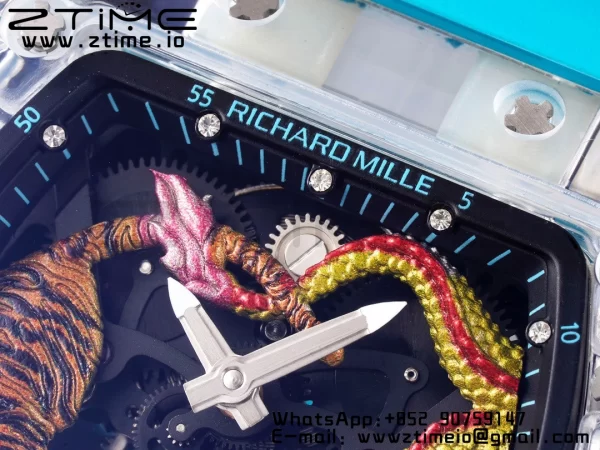 RICHARD MILLERM RM51 Transparent Tourbillon RMF Best Edition Tiger/Dragon Dial με μπλε λουράκι από καουτσούκ - Super Clone Watch | 1:1 Best Version