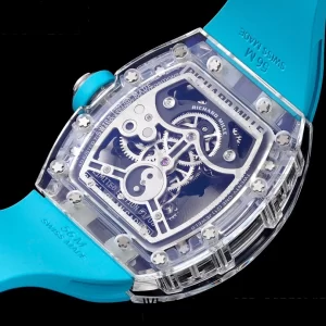 RICHARD MILLERM RM51 Transparent Tourbillon RMF Best Edition Tiger/Dragon Dial με μπλε λουράκι από καουτσούκ - Super Clone Watch | 1:1 Best Version