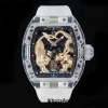 RICHARD MILLERM RM51 Transparent Tourbillon RMF Best Edition RG Tiger/Dragon Dial on Transparent Rubber Strap - Super Clone Watch | 1:1 Best Version
