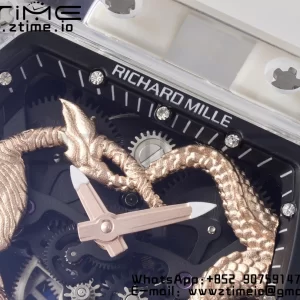 RICHARD MILLERM RM51 Transparent Tourbillon RMF Best Edition RG Tiger/Dragon Dial on Transparent Rubber Strap - Super Clone Watch | 1:1 Best Version