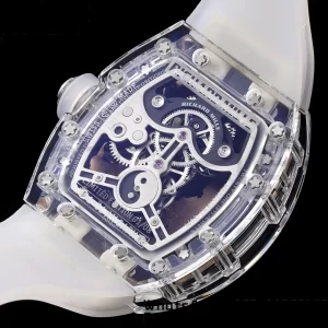 RICHARD MILLERM RM51 Transparent Tourbillon RMF Best Edition RG Tiger/Dragon Dial on Transparent Rubber Strap - Super Clone Watch | 1:1 Best Version