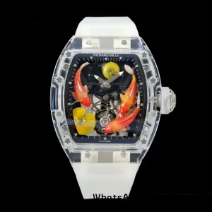 RICHARD MILLERM RMS10 Tourbillon Transparent RMF Best Edition Koi Fish Dial on Transparent Rubber Strap - Super Clone Watch | 1:1 Best Version