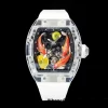 RICHARD MILLERM RMS10 Tourbillon Transparent RMF Best Edition Koi Fish Dial on White Rubber Strap - Super Clone Watch | 1:1 Best Version