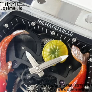 RICHARD MILLERM RMS10 Tourbillon Transparent RMF Best Edition Koi Fish Dial on White Rubber Strap - Super Clone Watch | 1:1 Best Version
