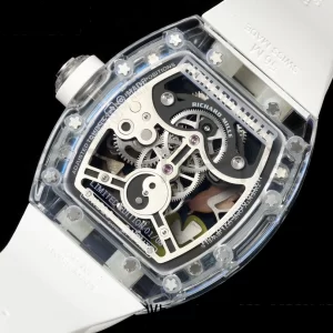 RICHARD MILLERM RMS10 Tourbillon Transparent RMF Best Edition Koi Fish Dial on White Rubber Strap - Super Clone Watch | 1:1 Best Version