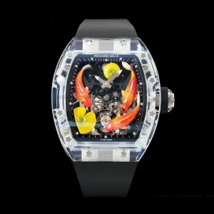 RICHARD MILLERM RMS10 Tourbillon Transparent RMF Best Edition Koi Fish Dial on Black Rubber Strap - Super Clone Watch | 1:1 Best Version