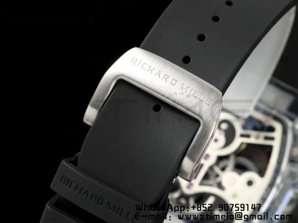 RICHARD MILLERM RMS10 Tourbillon Trasparente RMF Edizione Migliore Quadrante Pesce Koi su Cinturino in Gomma Nera - Orologio Super Clone | 1:1 Versione Migliore